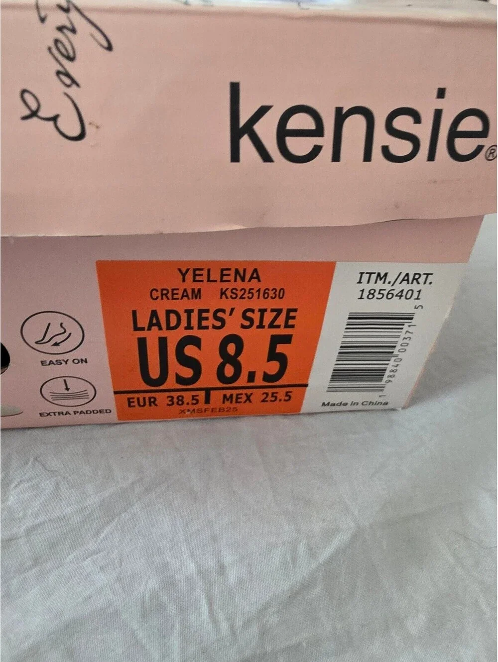 Kensie Yelena Cream Canvas Loafers Women's US 8.5 Comfortable Slip-On Shoes